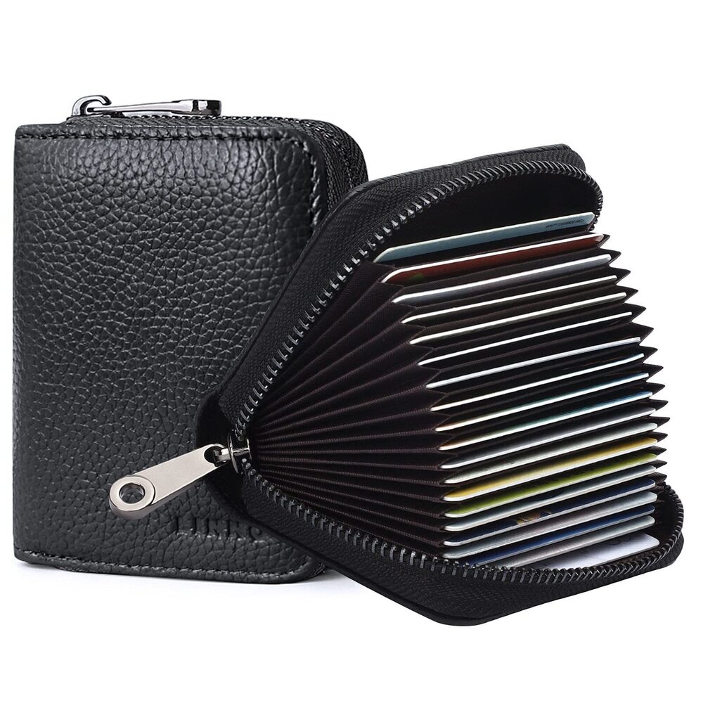 9521 RFID 20 Slots Credit Card Holder Leather Small Wallet or with Zipper